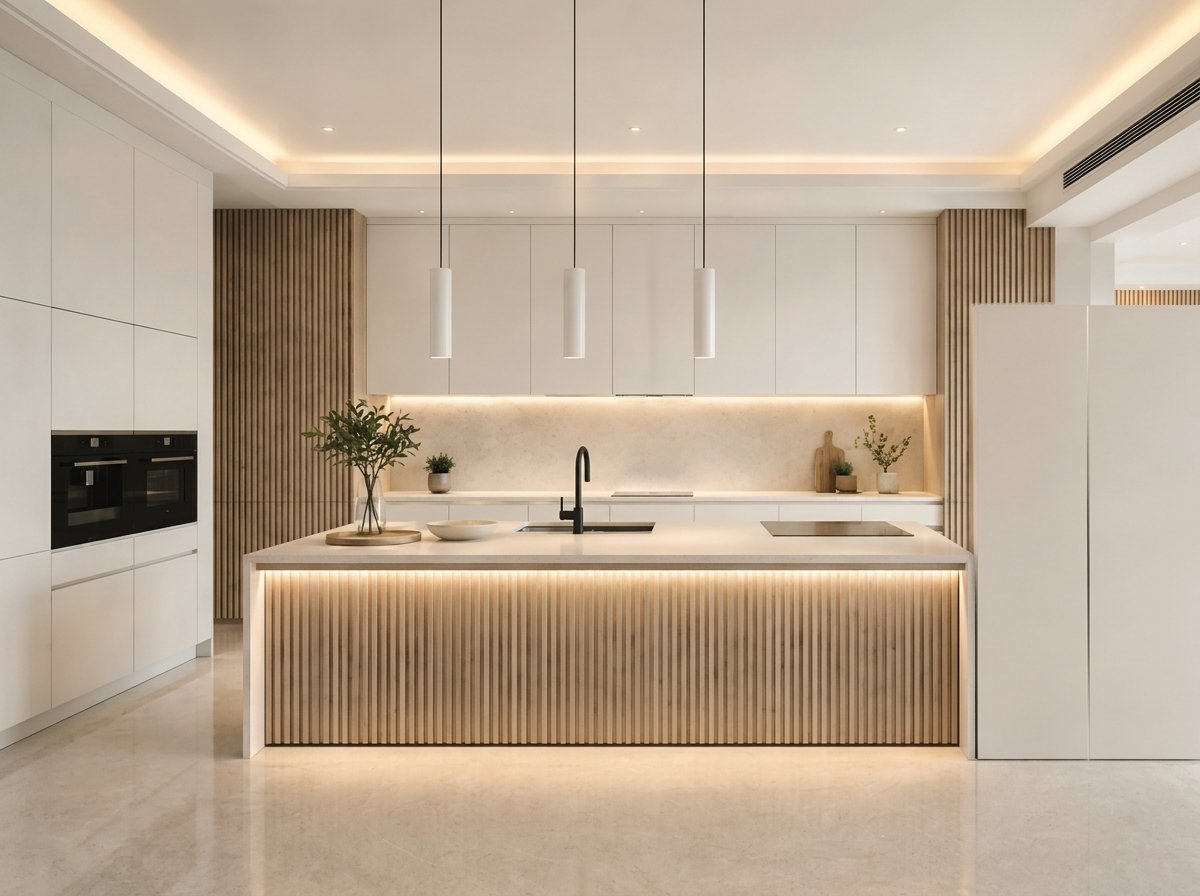 Modular Kitchen • Fluted Cabinetry